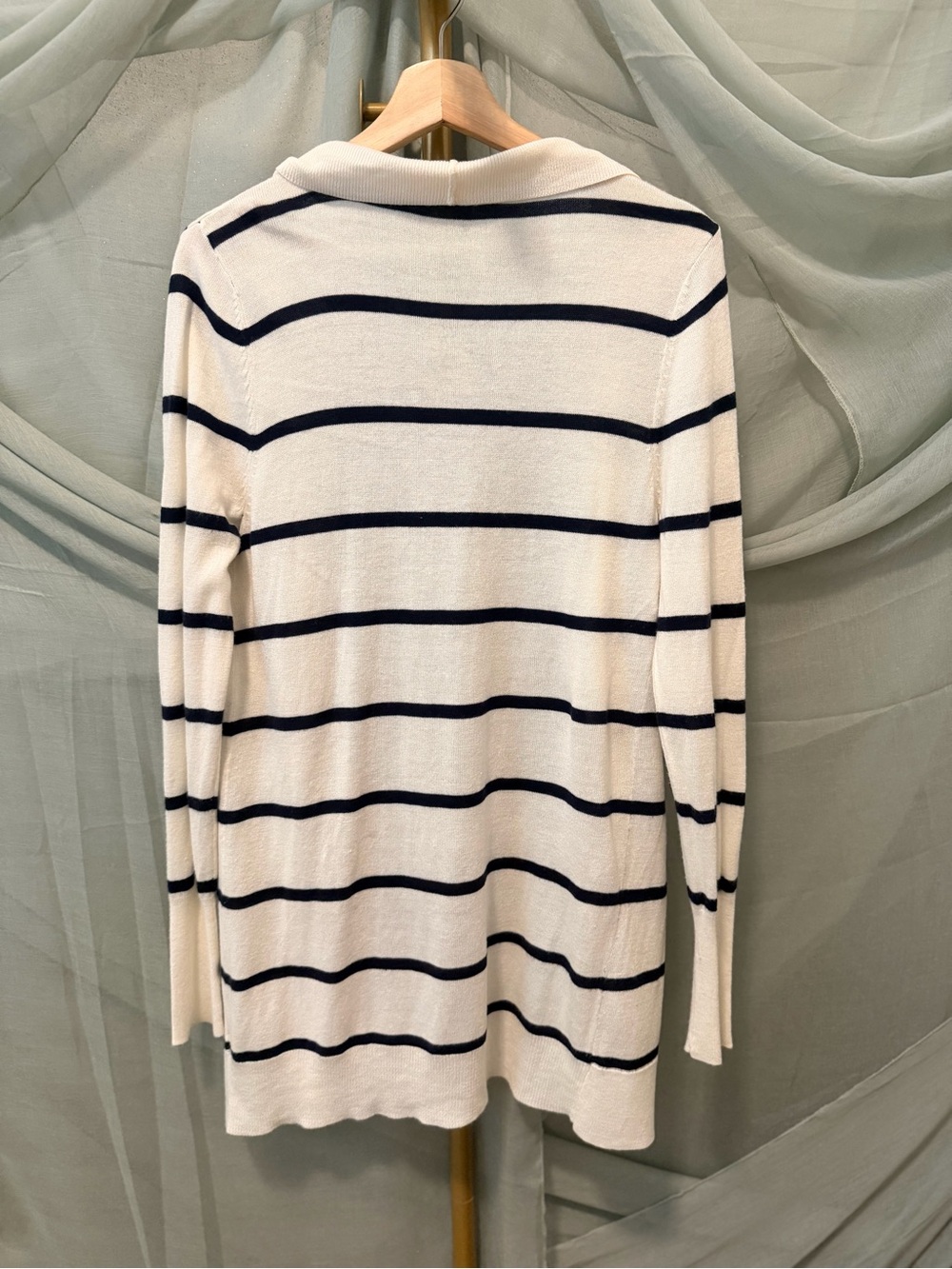 Merona Cream and Navy Striped Open Cardigan - Picture 3 of 5